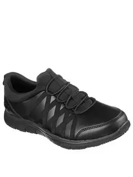 Skechers Slip On Bungee Slip Resistant Workwear Trainers, Black, Size 5, Women