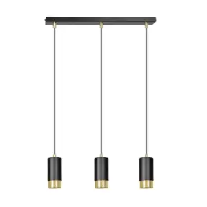 Fumiko Black/Gold Bar Pendant Ceiling Light 3x GU10