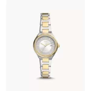 Fossil Womens Eevie Three-Hand Date Two-Tone Stainless Steel Watch - Gold / Silver