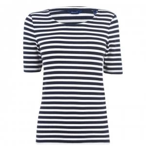 Gant Stripe T Shirt - 443 Eve Blue