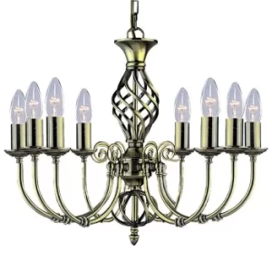 Zanzibar 8 Light Chandelier Antique Brass Finish, E14