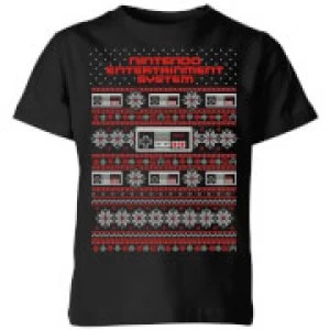 Nintendo NES Pattern Kid's Christmas T-Shirt - Black - 7-8 Years