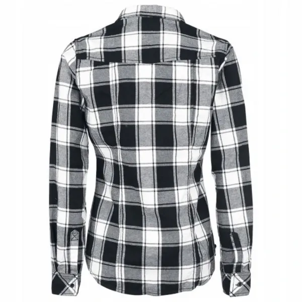 Brandit Amy Flannel Checkshirt Flanel Shirt Black white S Women