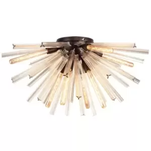 Luminosa 8 Light E27, Semi Flush Brown Oxide , Champagne Gold Glass