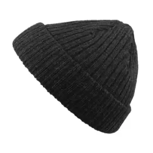 Atlantis Unisex Docker Short Beanie With Turn Up (One Size) (Black Melange)