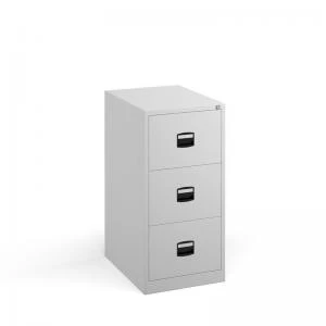 Steel 3 drawer contract filing cabinet 1016mm high - white