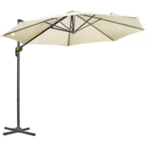 Outsunny 3 x 3(m) Cantilever Parasol Garden Umbrella with Cross Base White - Cream