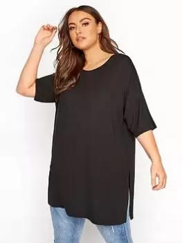 Yours Oversized Tee - Black, Size 20, Women