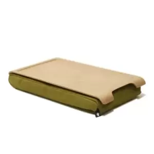 Laptray Mini Wooden Natural with Olive Cushion