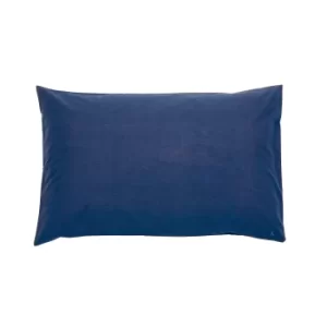 Joules Cotton Percale Plain Dye Pair of Standard Pillowcases, French Navy