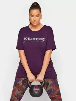 Yours Do Your Thing Grown-On Sleeve Active Top Violet, Purple, Size 20, Women