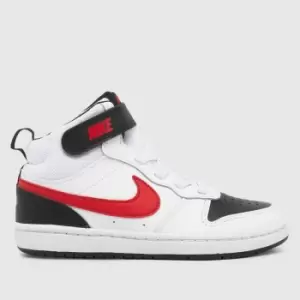 Nike white & red court borough mid 2 Junior Trainers