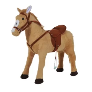 HOMCOM Childrens Plush Rocking Pony W/Sound-Beige