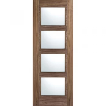 LPD Vancouver Fully Finished Walnut 4 Light Clear Glazed Internal Door - 1981mm x 838mm (78 inch x 33 inch)