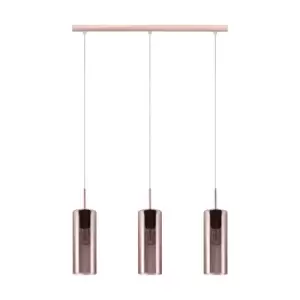 Pendant Light Satin Nickel Shade Copper Coloured Glass Vaporized Bulb E27 3x15W