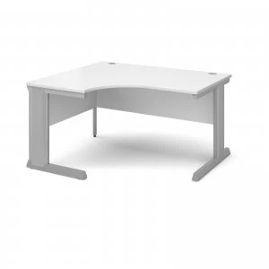 Vivo Left Hand Ergonomic Desk 1400mm - Silver Frame White Top