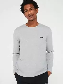 BOSS Bodywear Waffle Long Sleeve Lounge Top, Grey Size M Men