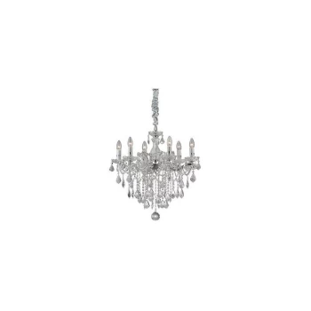 Ideal Lux Florian - 6 Light Crystal Chandelier Chrome Finish, E14