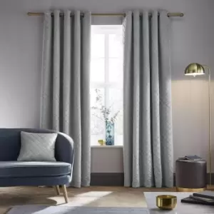 Catherine Lansfield So Soft Luxe Velvet, 66 x 72" Eyelet Curtain Pair Silver