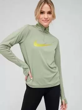 Nike Dri-FIT Swoosh Half Zip Top - Khaki, Size XL, Women