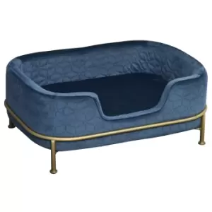 Pawhut Pet Sofa Dog Couch Bed Cat Longer With Metal Base Removable Cushion - Blue