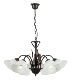 BYRON 5 Light Multi Arm Pendant Ceiling Light Rust 64x50cm