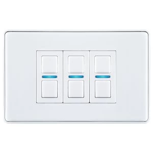 Lightwave Smart Series Dimmer (3 Gang) - White Metal