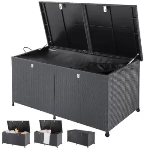 Poly Rattan Garden Storage Box Black 4.9x2.5x2.4ft Lockable