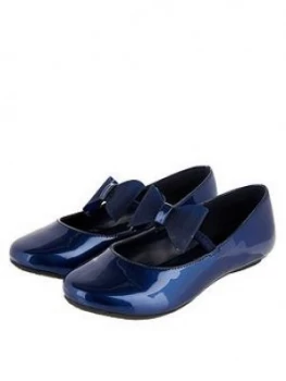 Monsoon Girls Aubree Patent Bow Ballerina - Navy