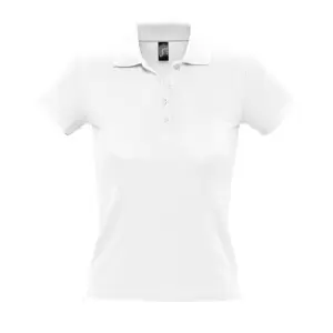 SOLS Womens/Ladies People Pique Short Sleeve Cotton Polo Shirt (S) (White)