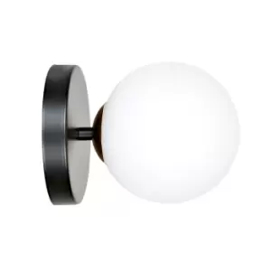 Emibig Floki Black/Gold Globe Wall Lamp with White Glass Shades, 1x E14