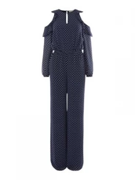 Michael Kors Simple dot cold shoulder jumpsuit Blue