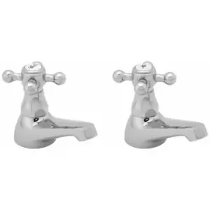 Tudor Traditional Basin Taps Pair - Chrome - Deva