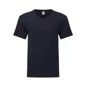 Fruit Of The Loom Mens Iconic 150 V Neck T-Shirt (L) (Dark Navy)