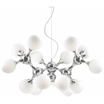 Ideal Lux Nodi Bianco - 15 Light Large Molecular Ceiling Pendant Chrome, E14