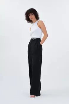 Fanita Wide Leg Linen Trouser, Black / 16