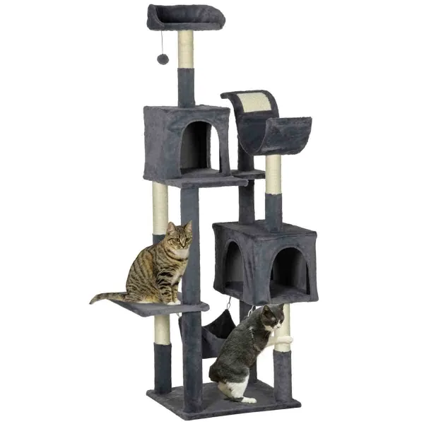 PawHut 177cm Cat Tree Modern Tower w/ Hammock - Dark Grey