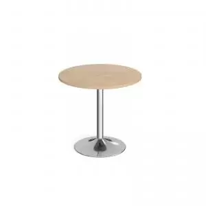 Genoa circular dining table with chrome trumpet base 800mm - kendal