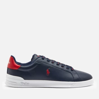 Polo Ralph Lauren Mens Heritage Court Leather Low Top Trainers - Newport Navy/Red - UK 10