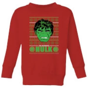 Marvel Hulk Face Kids Christmas Sweatshirt - Red - 3-4 Years