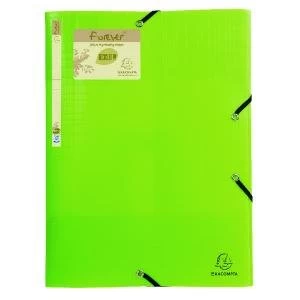 Exacompta Forever Elasticated 3 Flap Folder Lime Pack of 15 551573E