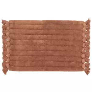 Ribbed Tassel Bath Mat Pecan