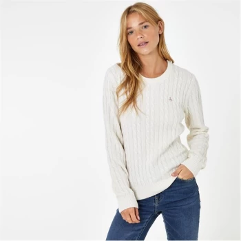 Jack Wills Tinsbury Merino Wool Cable Knitted Jumper - Vintage Wht