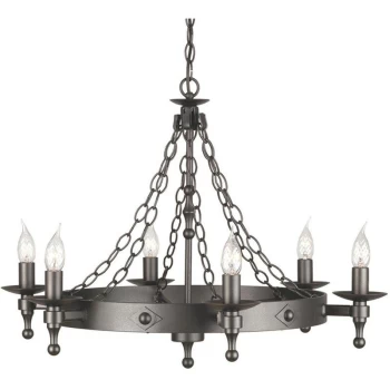 Warwick - 6 Light Chandelier Graphite Black Finish, E14 - Elstead