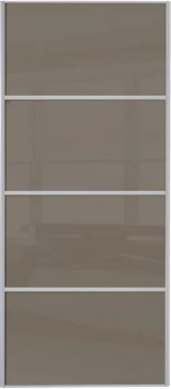 Wickes Sliding Wardrobe Door Silver Framed Four Panel Cappuccino Glass - 2220 x 914mm