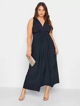 Yours Knot Front Maxi Dress - Navy, Blue, Size 14, Women