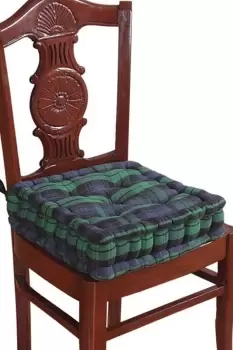 Black Watch Tartan Cotton Dining Chair Booster Cushion