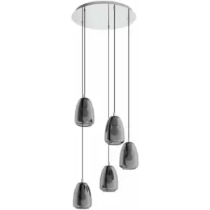 Pendant Light Colour Chrome Shade Black Transparent Glass Vaporized E27 5x40W