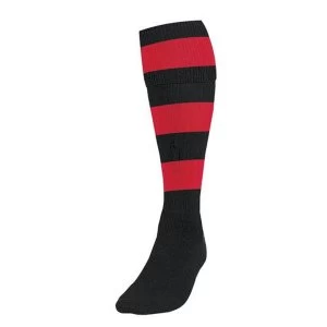 Precision Hooped Football Socks Large Boys Black/Red