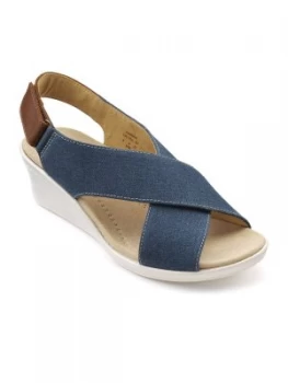 Hotter Jasmine Wedge Sandals Blue